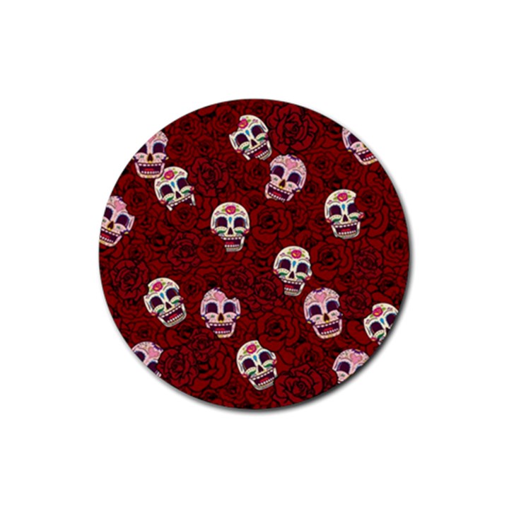 Funny Skull Rosebed Rubber Coaster (Round) 