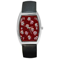 Funny Skull Rosebed Barrel Style Metal Watch by designworld65