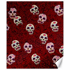 Funny Skull Rosebed Canvas 8  X 10  by designworld65