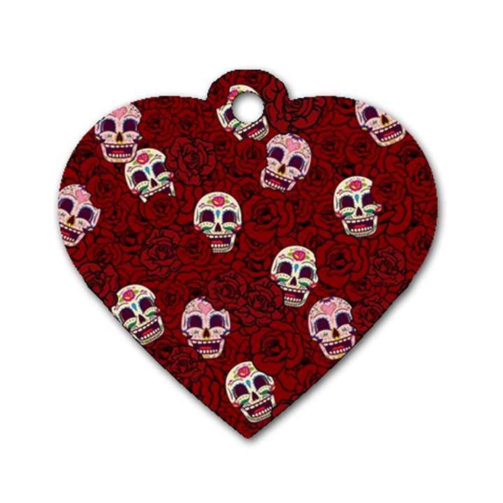 Funny Skull Rosebed Dog Tag Heart (Two Sides)