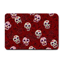 Funny Skull Rosebed Small Doormat  by designworld65