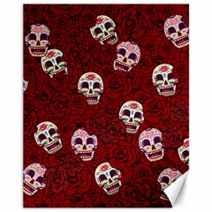 Funny Skull Rosebed Canvas 11  X 14   by designworld65