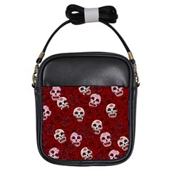 Funny Skull Rosebed Girls Sling Bags by designworld65