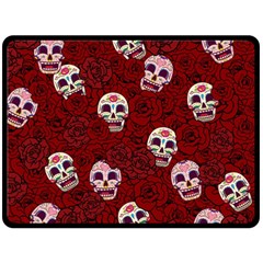 Funny Skull Rosebed Fleece Blanket (large)  by designworld65