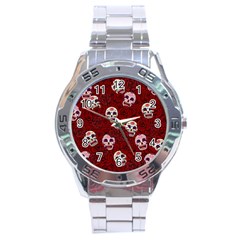 Funny Skull Rosebed Stainless Steel Analogue Watch by designworld65