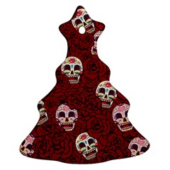 Funny Skull Rosebed Ornament (christmas Tree)  by designworld65