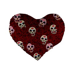 Funny Skull Rosebed Standard 16  Premium Heart Shape Cushions by designworld65