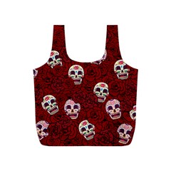 Funny Skull Rosebed Full Print Recycle Bags (s)  by designworld65