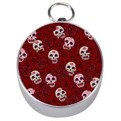 Funny Skull Rosebed Silver Compasses by designworld65