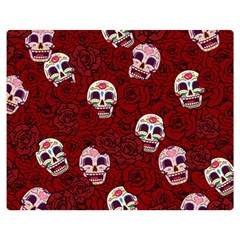 Funny Skull Rosebed Double Sided Flano Blanket (medium)  by designworld65