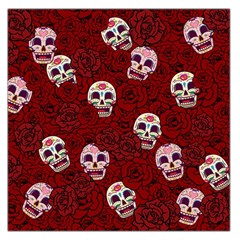 Funny Skull Rosebed Large Satin Scarf (square) by designworld65