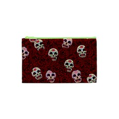 Funny Skull Rosebed Cosmetic Bag (xs) by designworld65