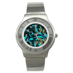 Floral Pattern Stainless Steel Watch by Valentinaart