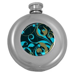 Floral Pattern Round Hip Flask (5 Oz) by Valentinaart