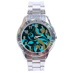 Floral Pattern Stainless Steel Analogue Watch by Valentinaart