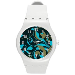 Floral Pattern Round Plastic Sport Watch (m) by Valentinaart