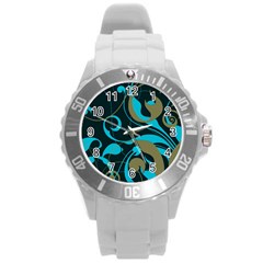 Floral Pattern Round Plastic Sport Watch (l) by Valentinaart