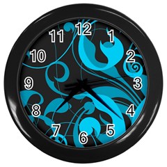 Floral pattern Wall Clocks (Black)