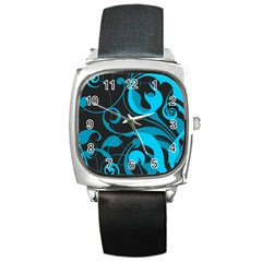 Floral pattern Square Metal Watch