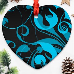 Floral pattern Heart Ornament (Two Sides)