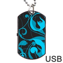 Floral pattern Dog Tag USB Flash (One Side)