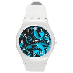 Floral pattern Round Plastic Sport Watch (M)