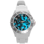 Floral pattern Round Plastic Sport Watch (L) Front