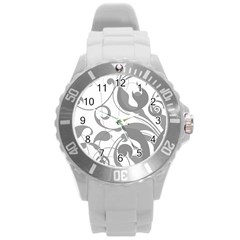 Floral Pattern Round Plastic Sport Watch (l) by Valentinaart