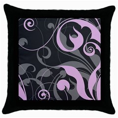 Floral Pattern Throw Pillow Case (black) by Valentinaart