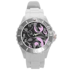 Floral Pattern Round Plastic Sport Watch (l) by Valentinaart