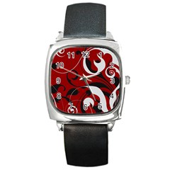 Floral Pattern Square Metal Watch by Valentinaart