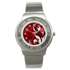 Floral Pattern Stainless Steel Watch by Valentinaart