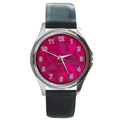 Floral Pattern Round Metal Watch by Valentinaart