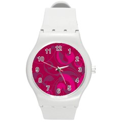 Floral Pattern Round Plastic Sport Watch (m) by Valentinaart