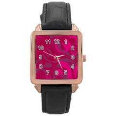 Floral Pattern Rose Gold Leather Watch  by Valentinaart