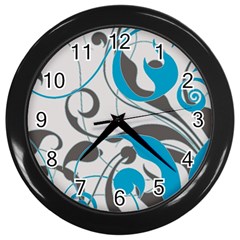 Floral Pattern Wall Clocks (black)