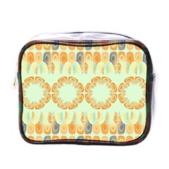 Ethnic Orange Pattern Mini Toiletries Bags by linceazul