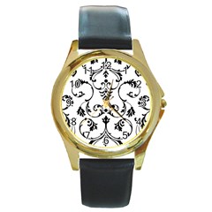 Ornament  Round Gold Metal Watch