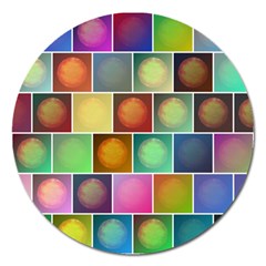 Multicolored Suns Magnet 5  (round) by linceazul