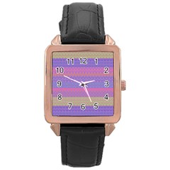 Pattern Rose Gold Leather Watch 