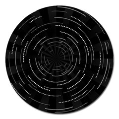 Abstract Black White Geometric Arcs Triangles Wicker Structural Texture Hole Circle Magnet 5  (round) by Mariart