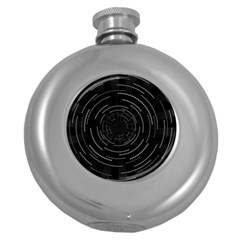 Abstract Black White Geometric Arcs Triangles Wicker Structural Texture Hole Circle Round Hip Flask (5 Oz) by Mariart