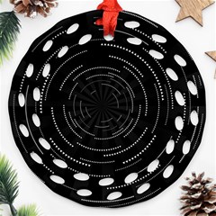 Abstract Black White Geometric Arcs Triangles Wicker Structural Texture Hole Circle Ornament (round Filigree) by Mariart