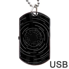 Abstract Black White Geometric Arcs Triangles Wicker Structural Texture Hole Circle Dog Tag Usb Flash (two Sides) by Mariart