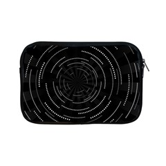 Abstract Black White Geometric Arcs Triangles Wicker Structural Texture Hole Circle Apple Ipad Mini Zipper Cases by Mariart