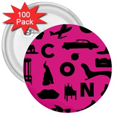 Car Plan Pinkcover Outside 3  Buttons (100 Pack)  by Mariart