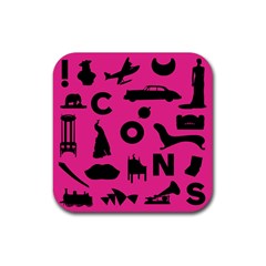 Car Plan Pinkcover Outside Rubber Coaster (square) 