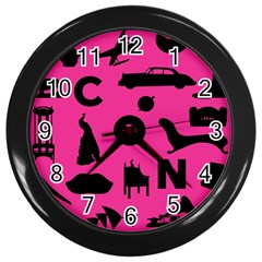 Car Plan Pinkcover Outside Wall Clocks (black) by Mariart