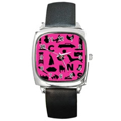 Car Plan Pinkcover Outside Square Metal Watch by Mariart