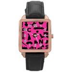 Car Plan Pinkcover Outside Rose Gold Leather Watch  Front